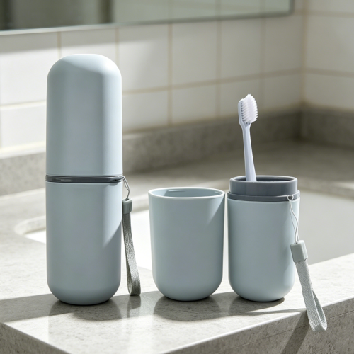 Light Blue Portable Toothbrush Toothpaste Case