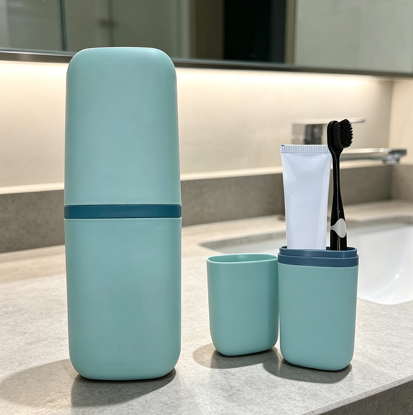 Travel Toothbrush Toothpaste Holder with Cup