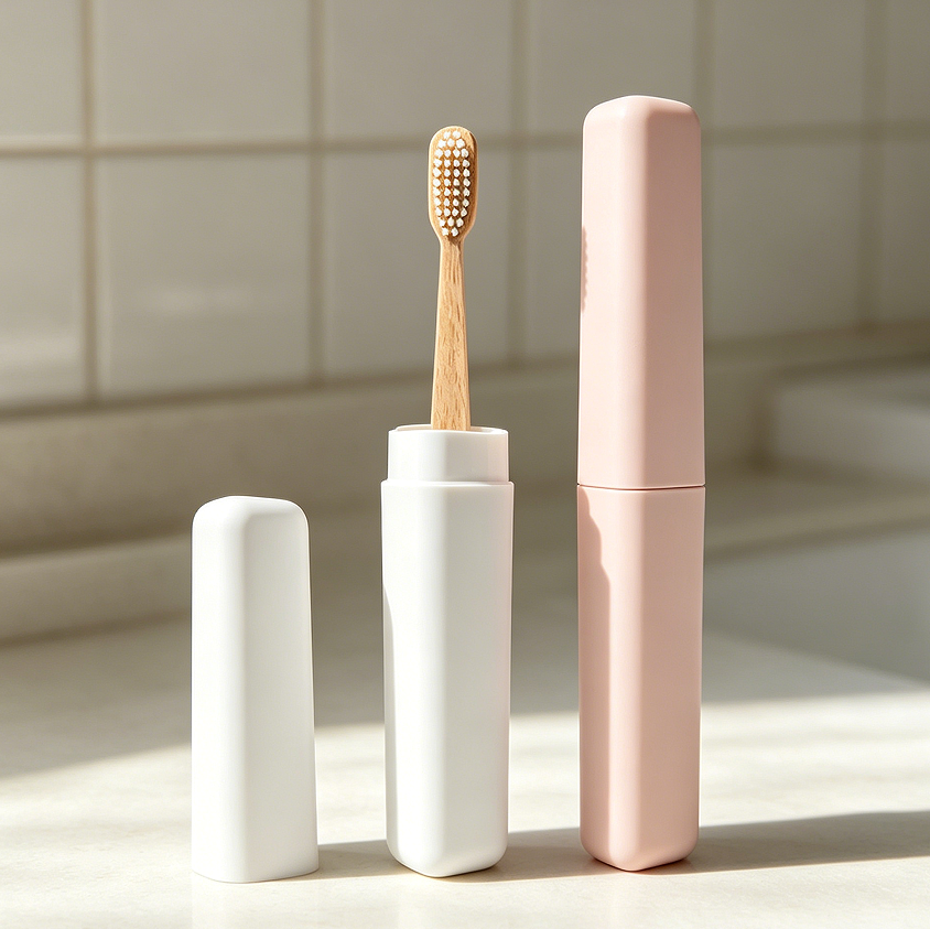 2-Pack Portable Plastic Toothbrush Toothpaste Container