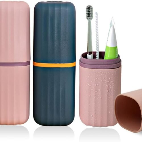 2-Pack 2-in-1 Toothbrush Toothpaste Case Cup