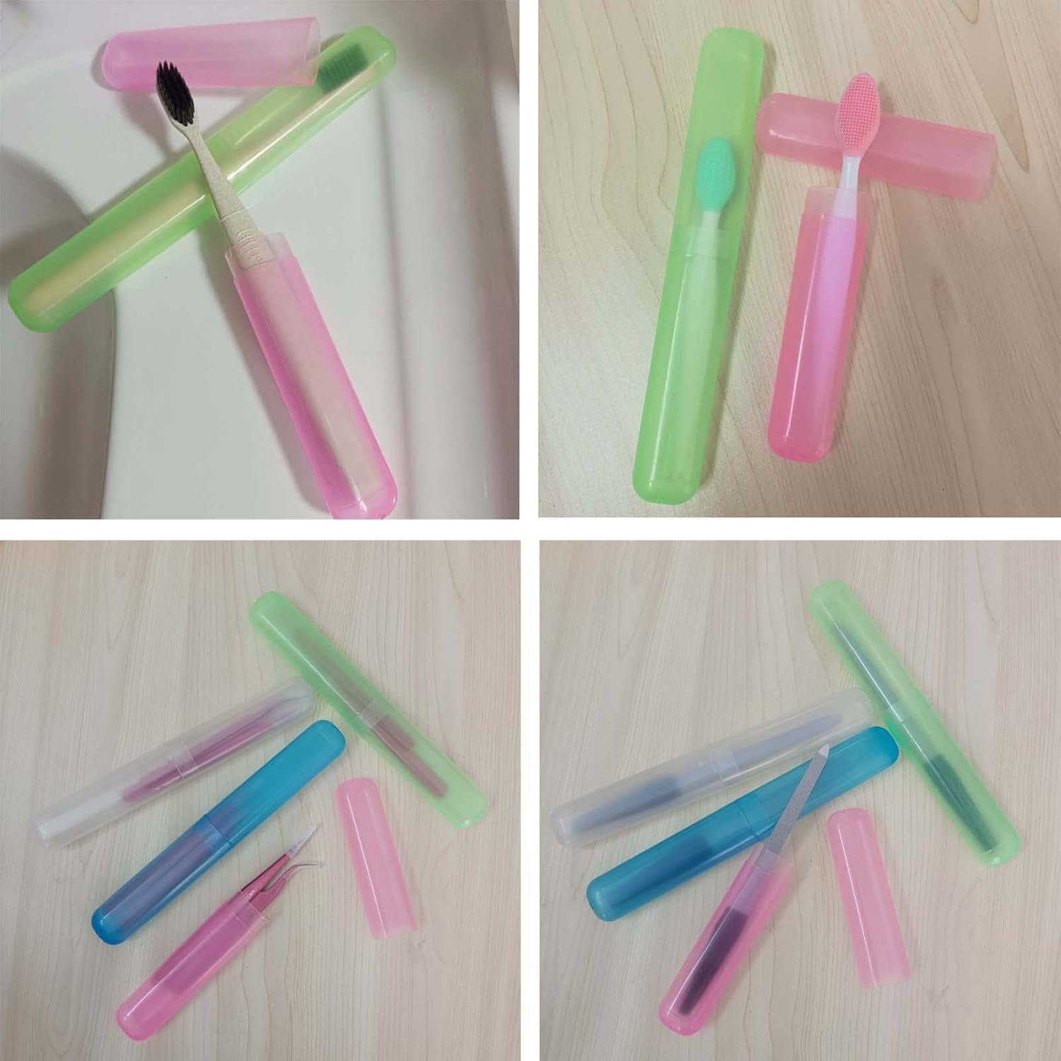 4-Pack Plastic Toothbrush Travel Cover Holder - Image 2
