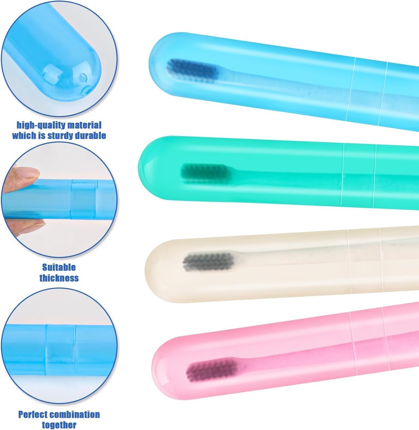 4-Pack Plastic Toothbrush Carrier Cover Case - Image 2
