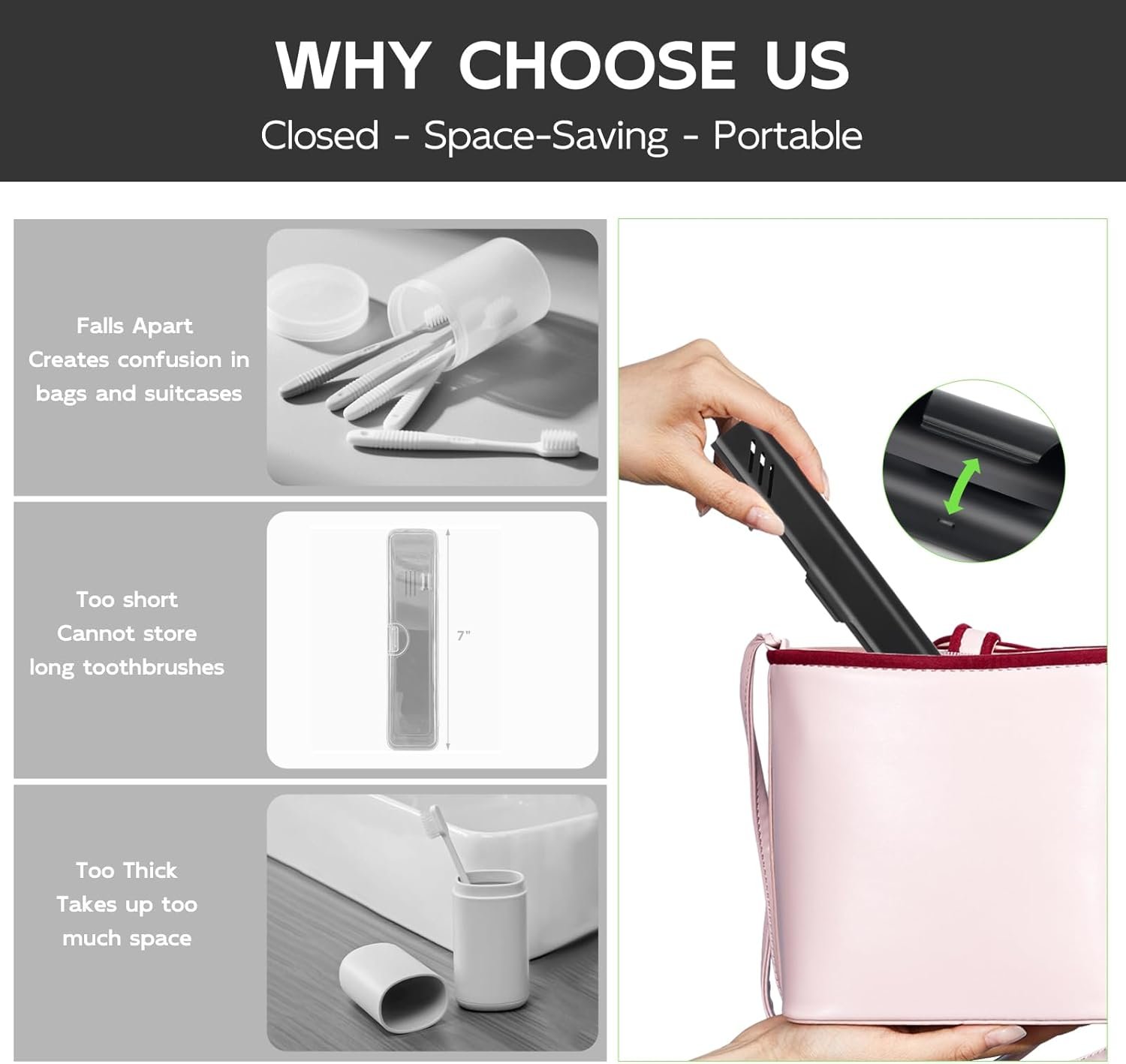 Portable Aluminium Toothbrush Storage Box Black - Image 2