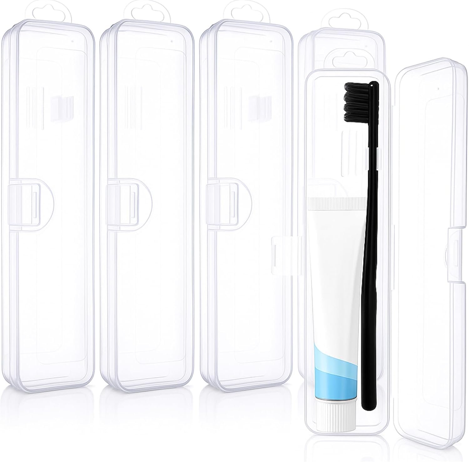 5-Pack Hard Plastic Dust-Proof Toothbrush Container