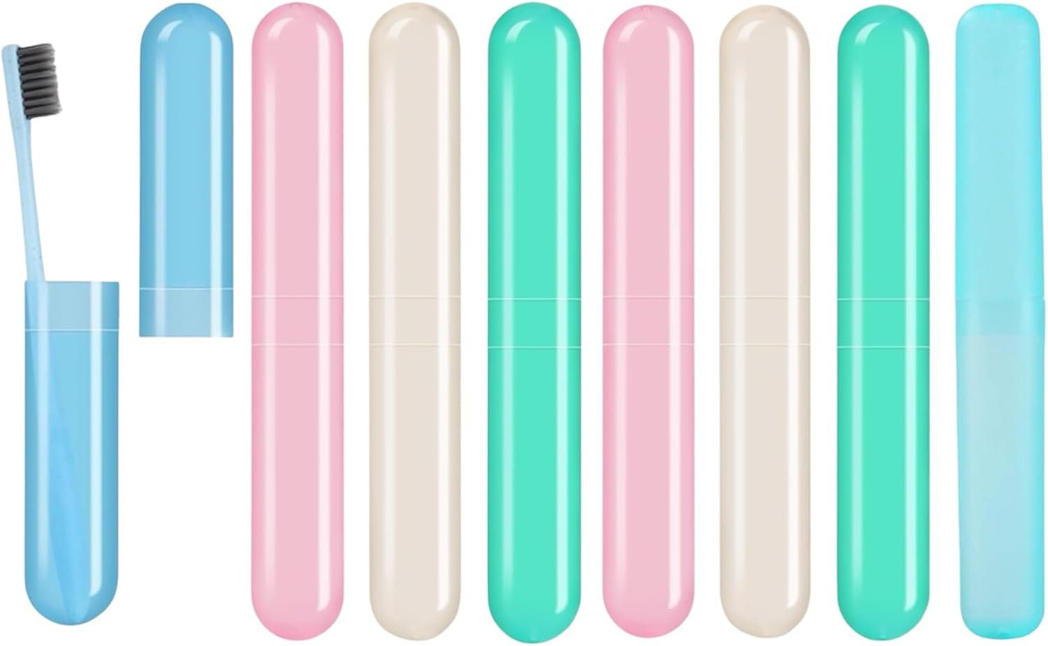8-Pack Plastic Toothbrush Travel Carrier Case
