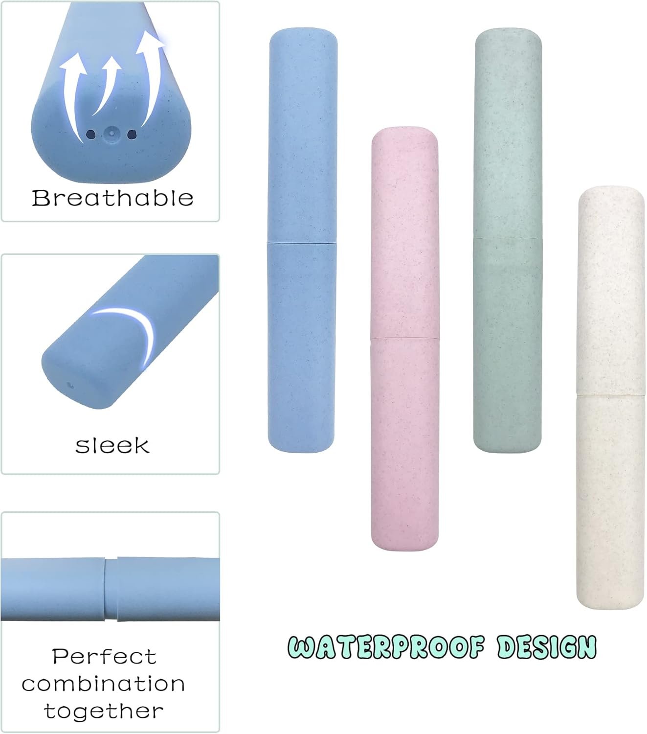 4-Pack Breathable Portable Toothbrush Travel Case - Image 2