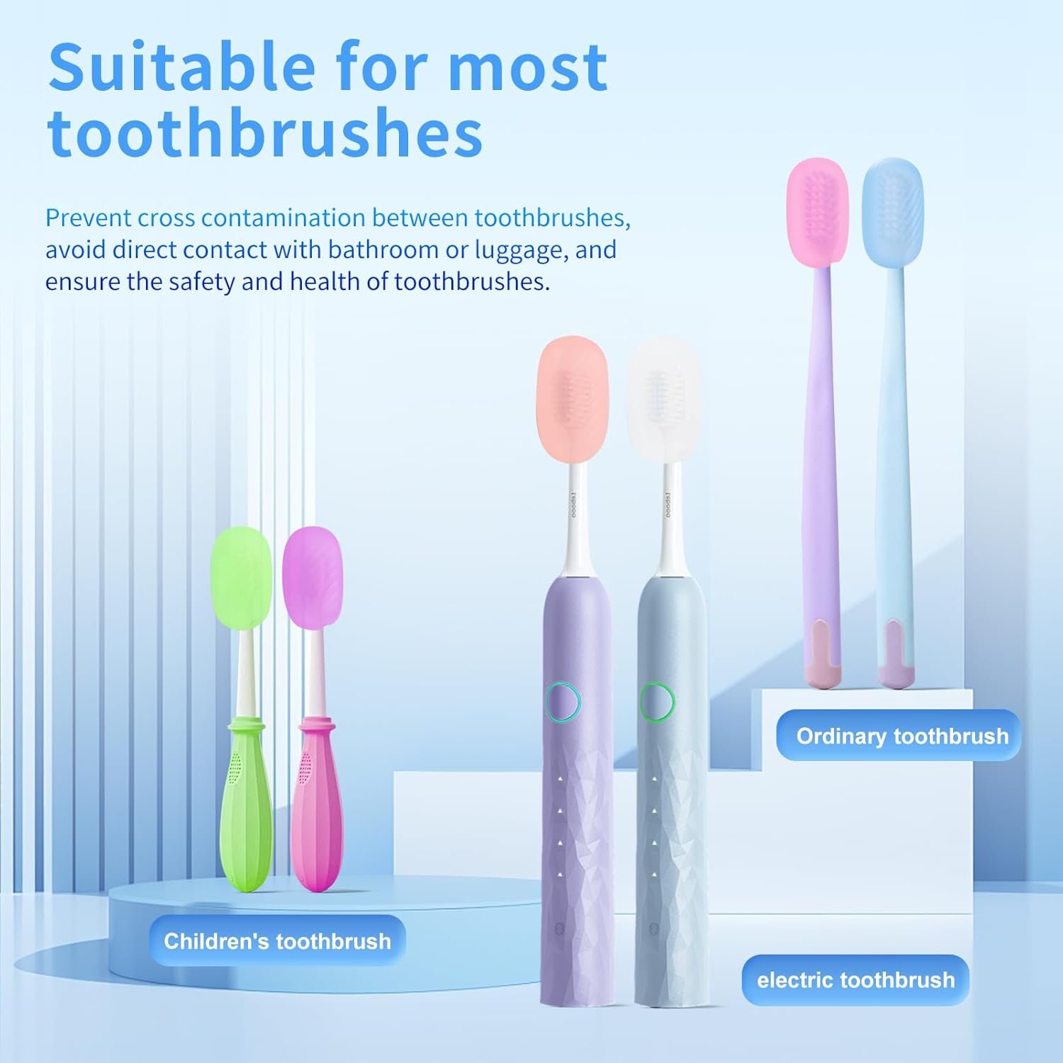 6-Pack Silicone Toothbrush Head Protector Caps - Image 2