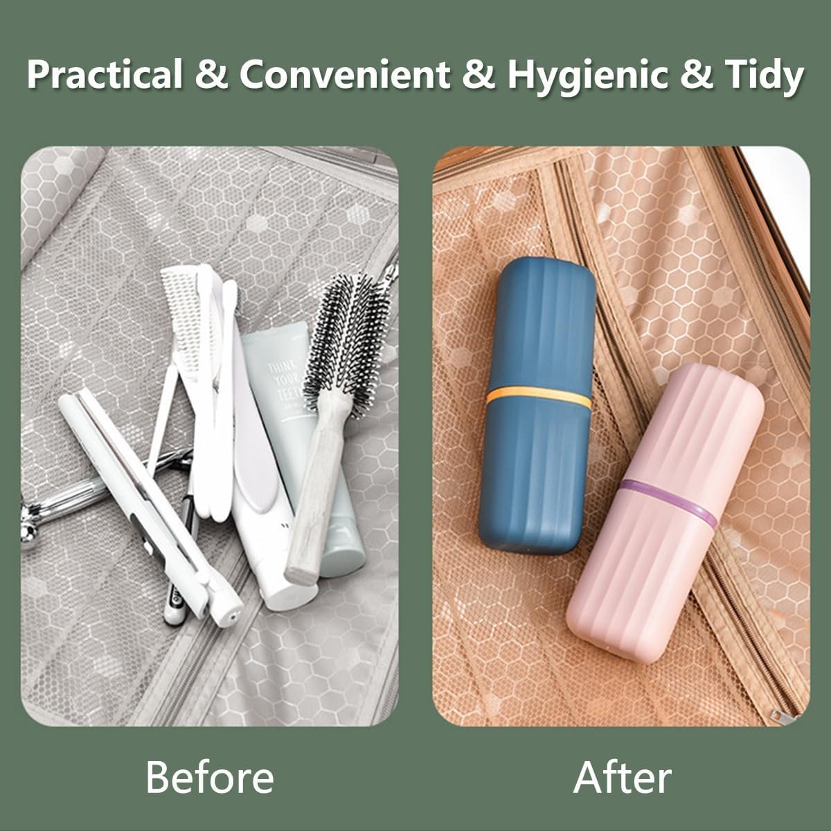 2-Pack 2-in-1 Toothbrush Toothpaste Case Cup - Image 2