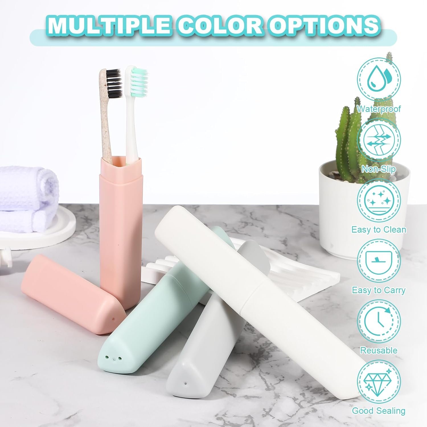 2-Pack Portable Plastic Toothbrush Toothpaste Container - Image 2