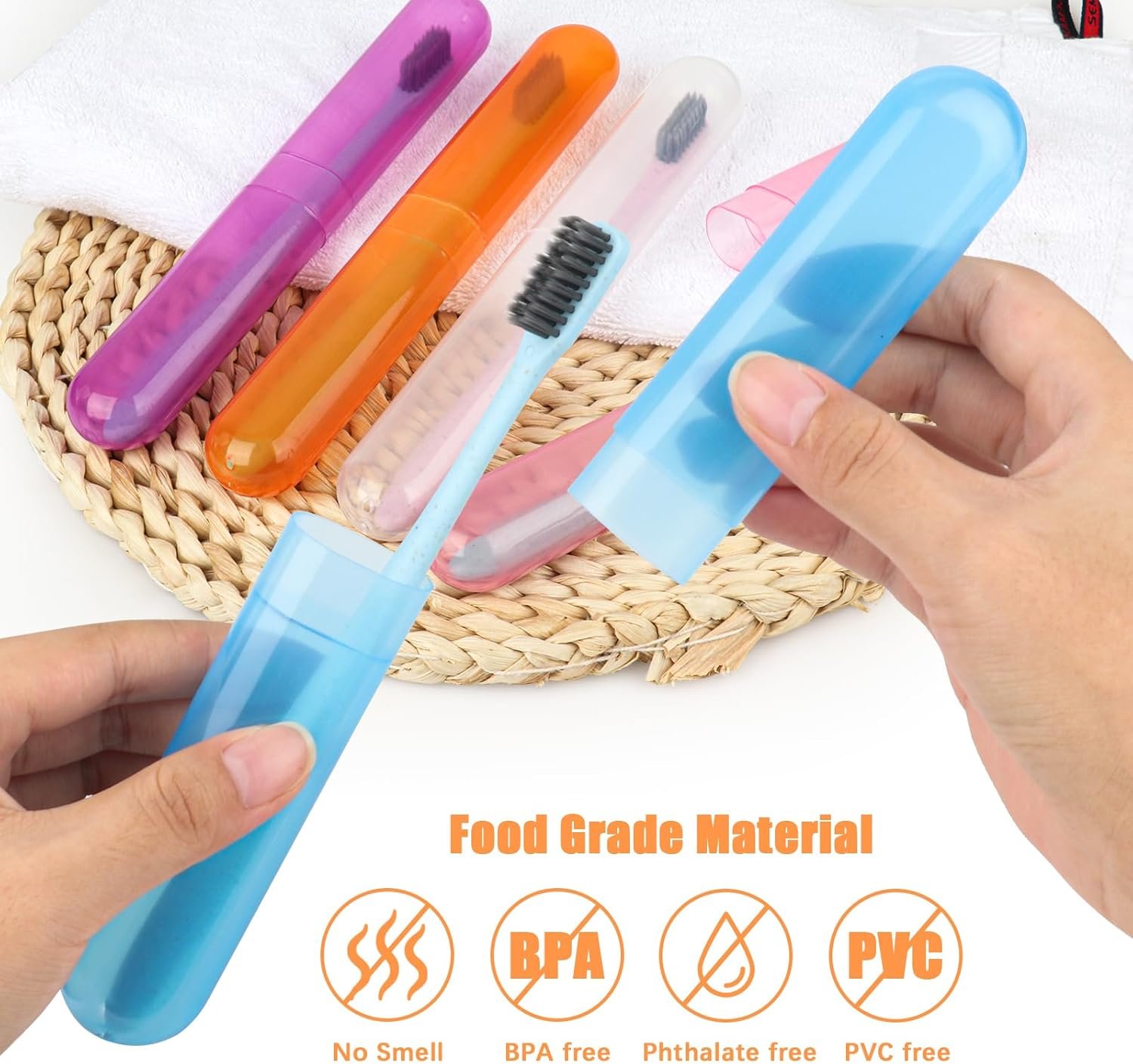 6-Pack Breathable Plastic Toothbrush Cover Container - Image 2