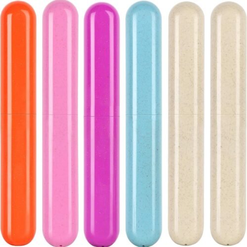 6-Pack Wheat Straw Toothbrush Protector Covers