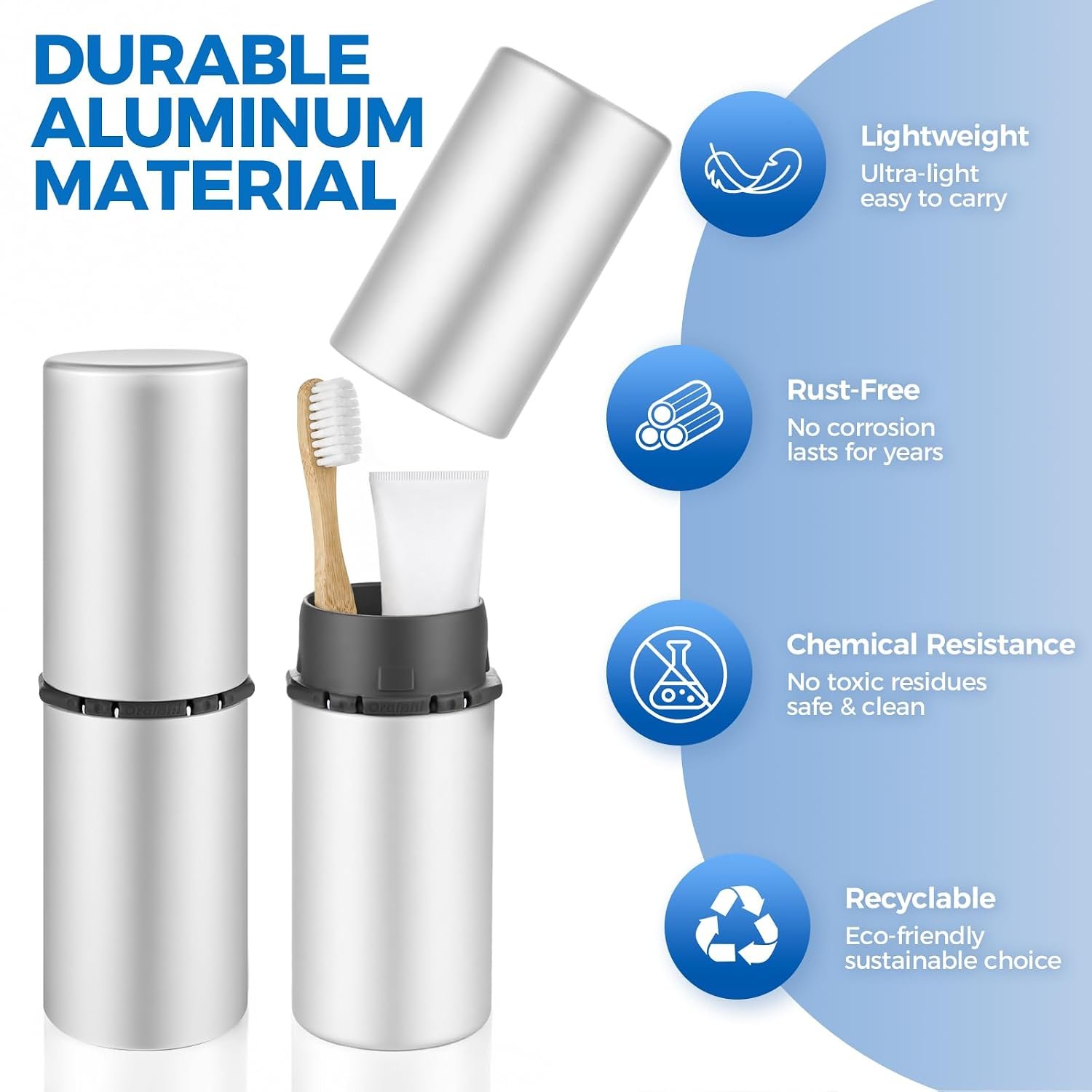 Aluminium Toothbrush Toothpaste Travel Cup Holder - Image 2