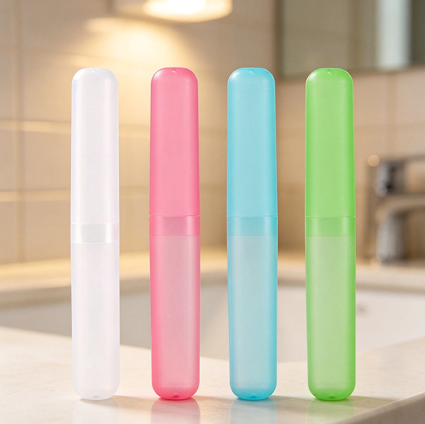 4-Pack Plastic Toothbrush Travel Cover Holder